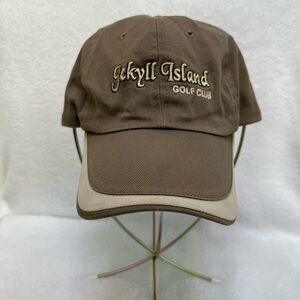 Men’s / Women’s Brown Cream Adjustable Baseball Cap Jekyll Island Golf Club EUC